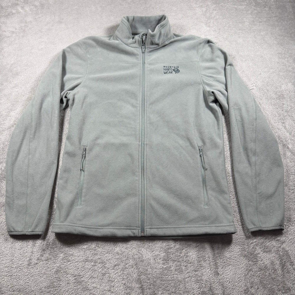 Mountain Hardwear Microfleece Jacket Men Medium Gray Full Zip Mock Neck OM0083